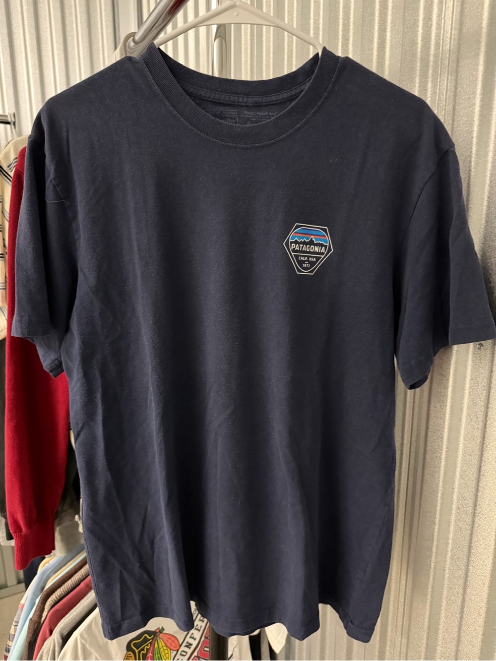 Patagonia Navy Short-Sleeve Crewneck Tee with Chest Logo